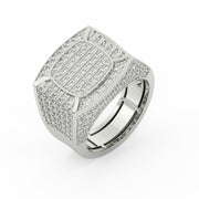 5Ct Round Cut Moissanite Menâs Cluster Ring 14K White Gold Plated